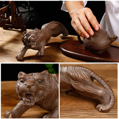 Creative Tea Pet Statue Tiger Handmade Artware Animal Zisha Purple Clay Tea Play