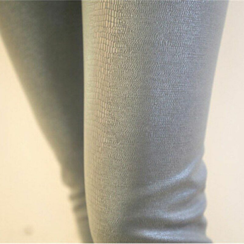 Women Pant Slim Snake Skin Type Leggings Faux Leather Streetwear Legwear Casual