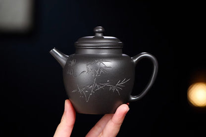220cc chinese Yixing Handmade Zisha teapot black Clay MuGu Hu Gongfu Tea Pot