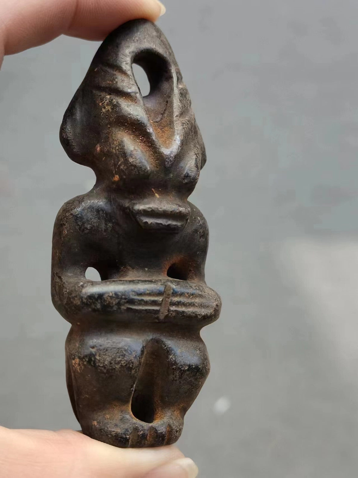 China Amulet Pendant Sun god Meteorite Hand carved Hongshan Culture