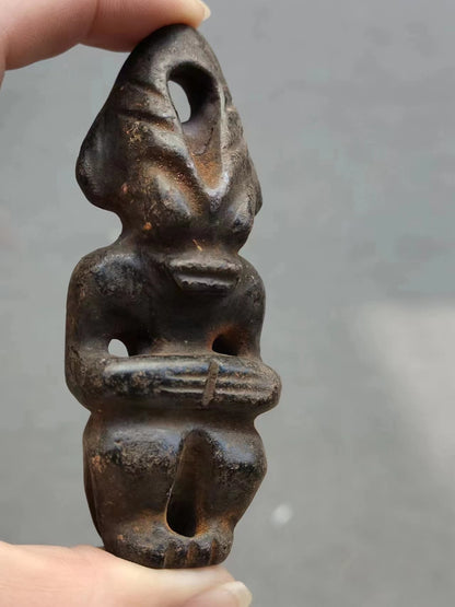 China Amulet Pendant Sun god Meteorite Hand carved Hongshan Culture