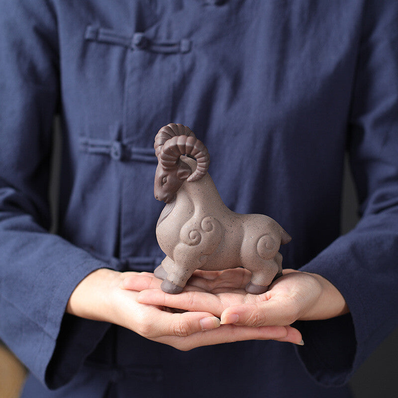 Wealthy Goat Statue Mascot Zisha Purple Clay Tea Pet House Warming Gift Creative