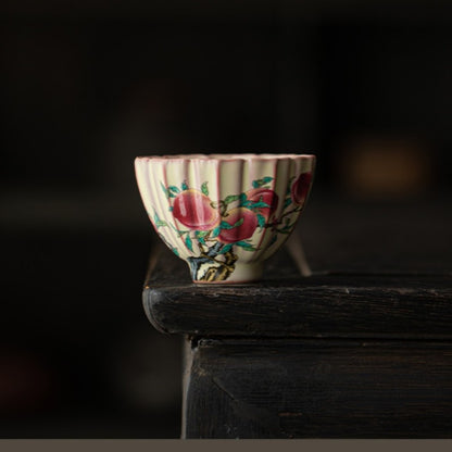 Boutique Tea Cup Crackle Glaze Ruyao Craft Porcelain Master Cup Lotus Design Cup