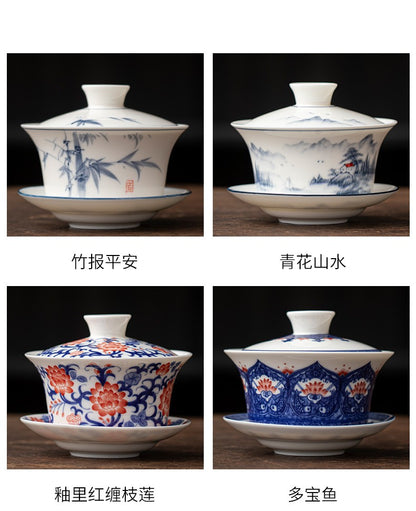 Eight Treasures Tea Sancai Gaiwan Tea Cup Household Ceramic Tea Bowl