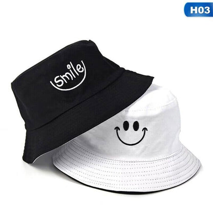 Bucket Hat Korean Men Women Smile Reversible Outdoor Fisherman Cap Nice Gift