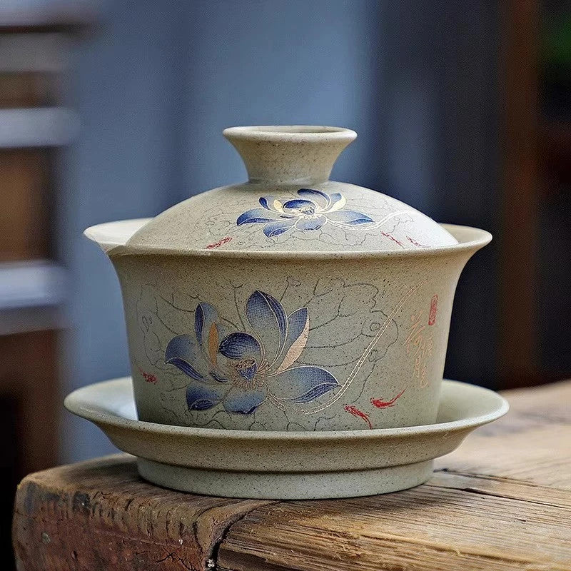 150ml Coarse Pottery Covered Bowl Tea Making Bowl Kung Fu Sancai Tea Maker