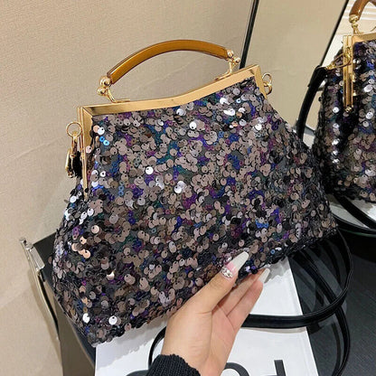 Women Evening Purple Gold Chain Shoulder Bags Wedding Prom Handbags
