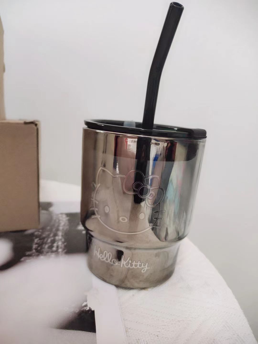 Kuromi Straw Glass Lovely Water Cup Coffee Cup Portable