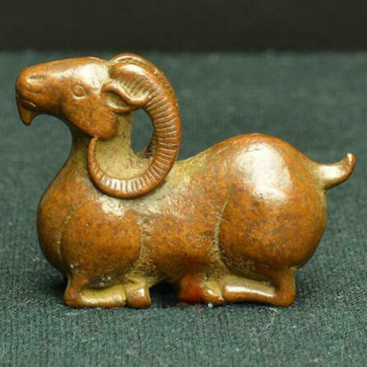 5cm Chinese Collection Antique Sheep Sculpture Tea Pet Fengshui Statue Decor