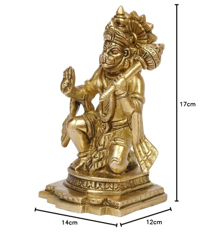 Brass Hindu God Lord Hanuman Sitting in Blessing Posture Figurine Sculpture Idol