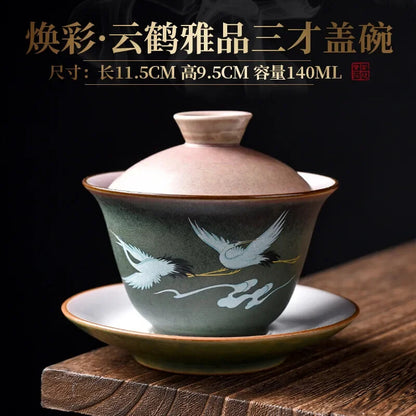 Retro Huancai Creative Ceramic Household Tea Bowl Tea Set Tea Bowl Tea Set