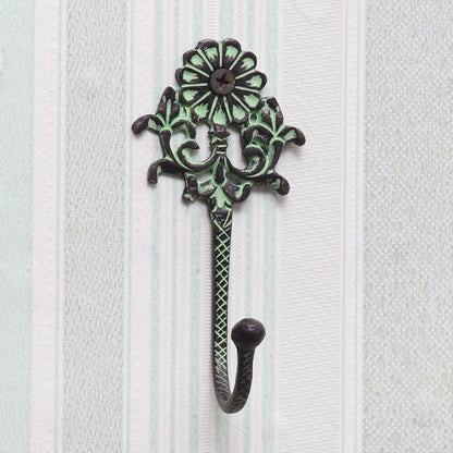 Antique Green Floral Wall Brass Decorative Hook Coat Clothes Hat Hanger