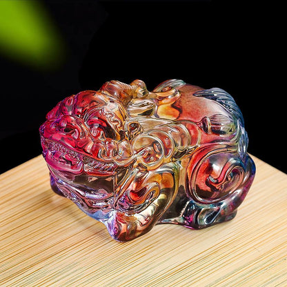 Figurine Crystal Glass Mythical Wild Animal Feng Shui Lucky Pixiu Statue 4.5x3cm