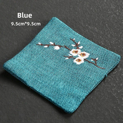 Embroidered Plum Blossom Cotton Tea Coasters|Tea Accessories