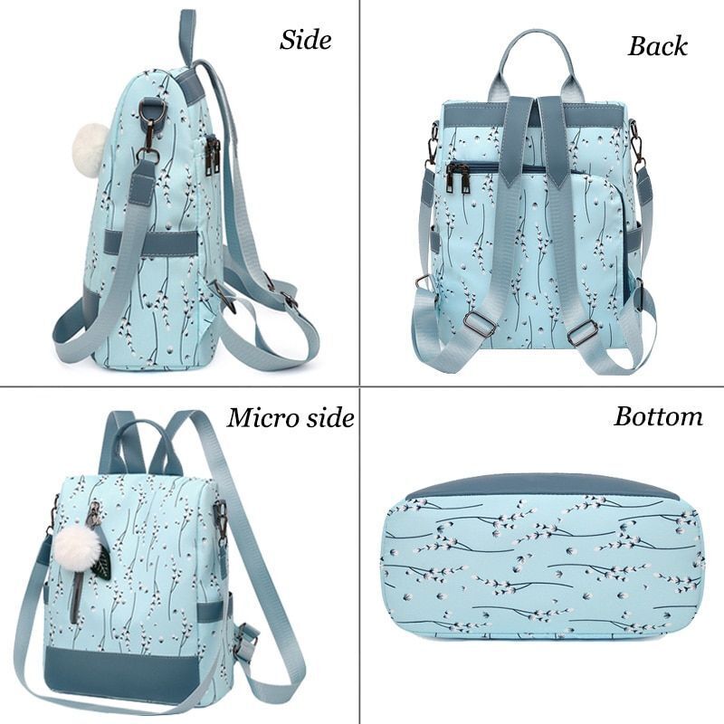 Backpack College Students School Bags Flower Print Backpack Casual Traveling Bag