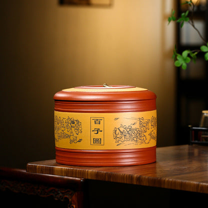 Handmade Tea Canister Sealed Health Care Real Yixing Zisha Dahongpao Clay Caddy