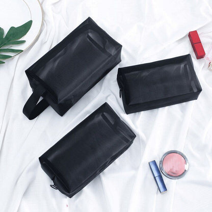 Portable Mesh Transparent Cosmetic Bag Makeup Case Travel Zipper Make Up Pouch
