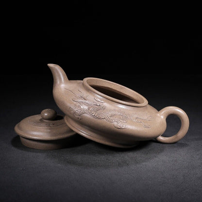 Chinese Yixing Zisha Clay Handmade Exquisite Teapot（龙凤呈祥 底款：曼希陶艺）