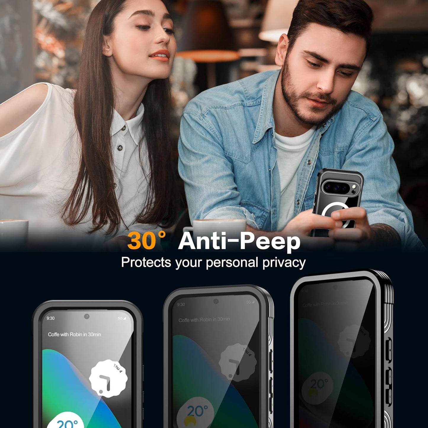 Magnetic for Google Pixel 10/Pixel 10 Pro Case, Built-In HD & Privacy Screen Pro