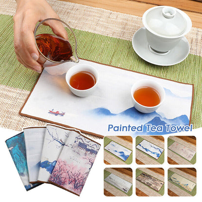 Chinese Painting Tea Table Absorbent Tea Cloth Kung Fu Rag Tea Towel Napkin