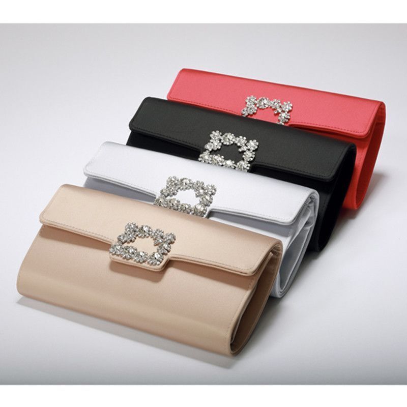 Women Black Evening Clutch Party Diamonds Shoulder Chain Purse Handbags Silk 1PC