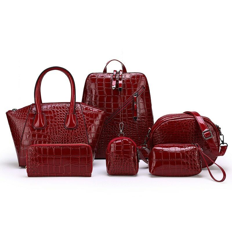 6 pcs/set Luxury Leather Composite Bags Handbag Wallet Backpack Shoulder Bag