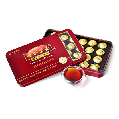 Colourful Yunnan The Top of Mini Gold Pu'er Tea Ripe Puer Tuocha Pu-erh 72g Box