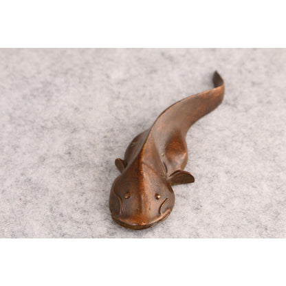 Chinese Bronze Fish Catfish Statue Figure Collection Tea Pet Table Decor