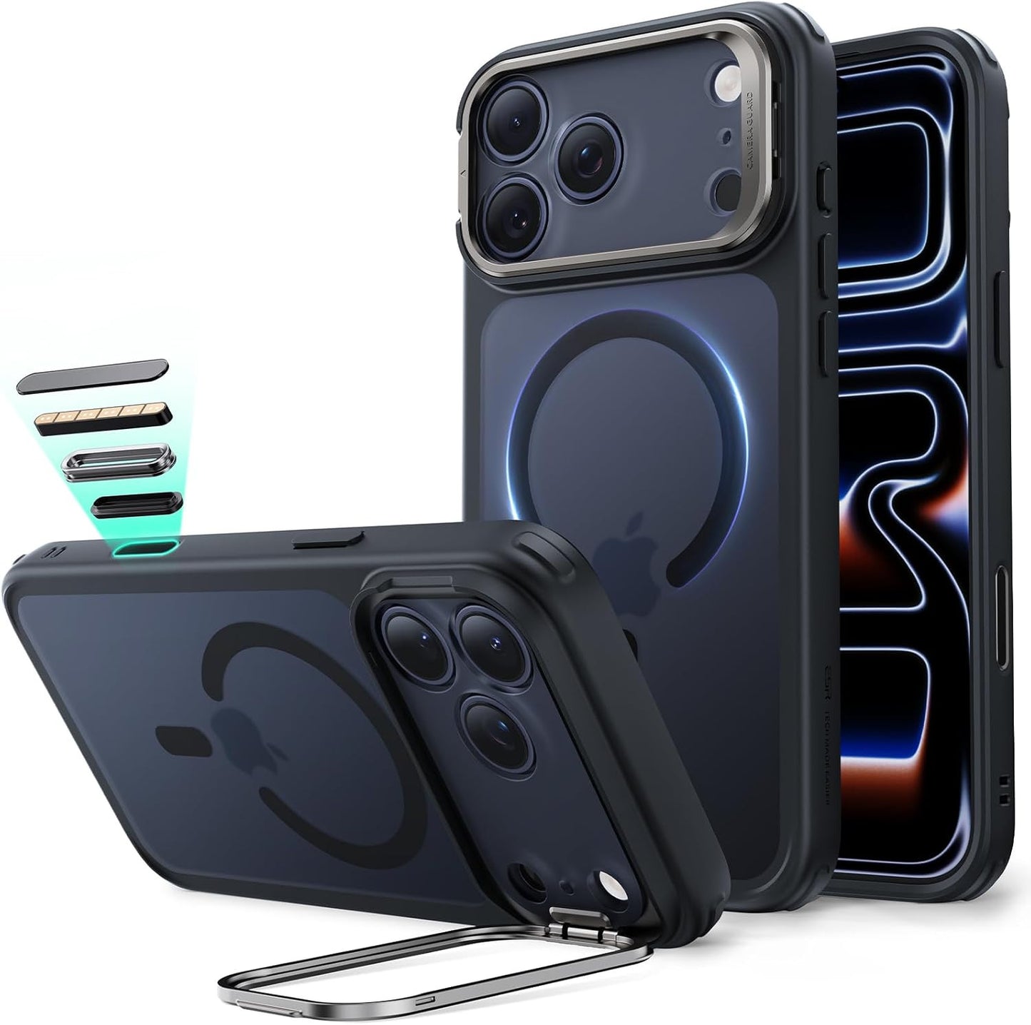 for Iphone 17 Pro Case with Stash Stand, Camera Control Cover Compatible with Ma