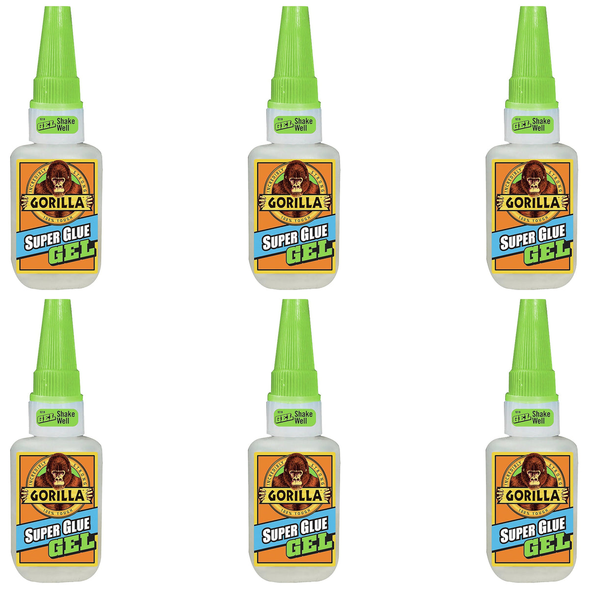Gorilla 6 Pack 15 Gram Tubes Super Glue Gel, Dries in 10-45 Seconds