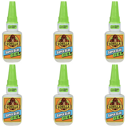 Gorilla 6 Pack 15 Gram Tubes Super Glue Gel, Dries in 10-45 Seconds