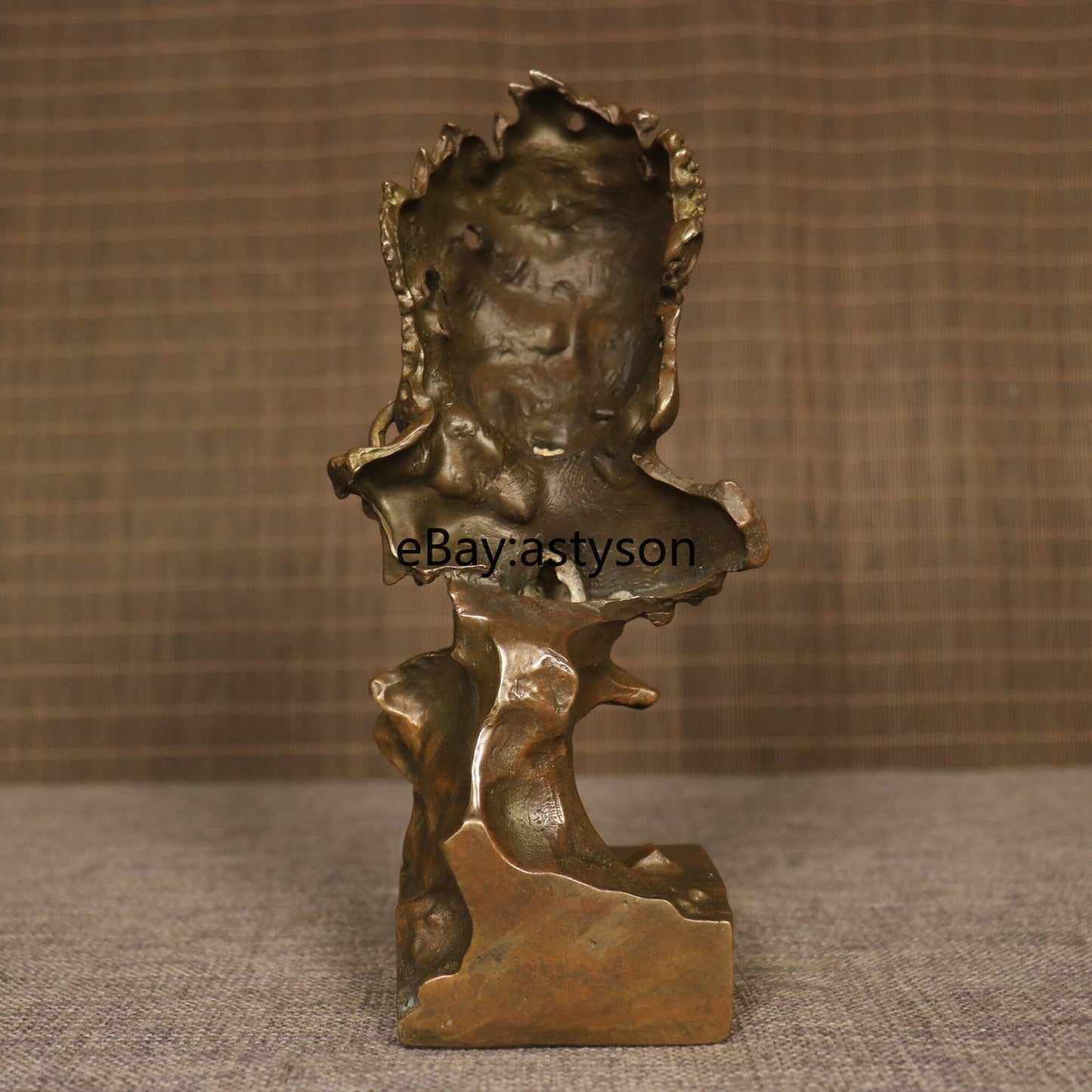 Brass Buddha Devil Faced Statue Buddhism Zen Good Evil Thought Home Decor