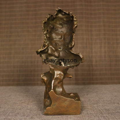 Brass Buddha Devil Faced Statue Buddhism Zen Good Evil Thought Home Decor