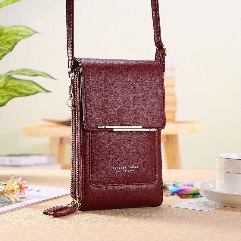 Leather Women Handbags Touch Screen Phone Purse Card Holder Small Crossbody Flap
