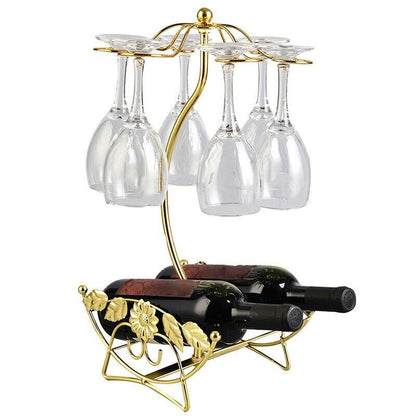 Wine Bottle Rack Holder Cup Holder Display Bottles Stand Hanging Stemware Shelf