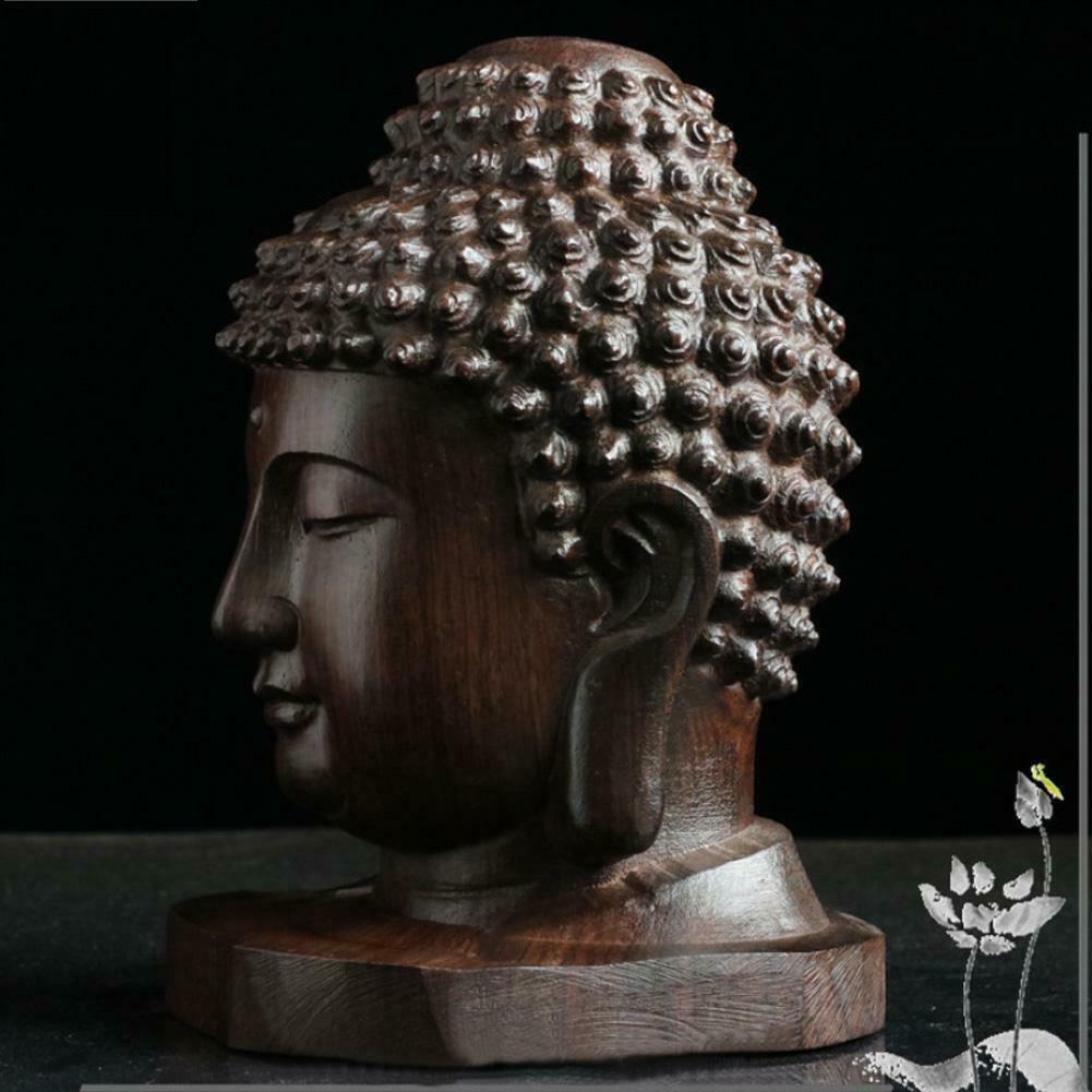 Chinese Wood Carved Shakyamuni Amitabha Buddha Tathagata Head Statue Decoration