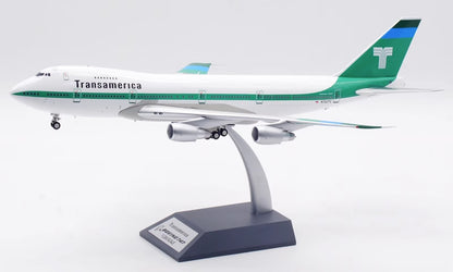 1:200 35CM InFlight Transamerica BOEING 747-200 Passenger Airplane Diecast Model