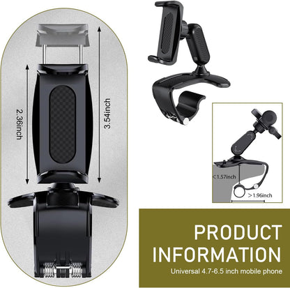 360° Rotatable Car Phone Holder – Adjustable Spring Clamp for 4.7"-6.5" Smartpho