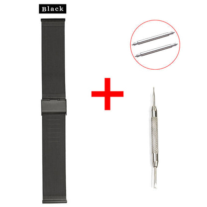 8mm~24mm Stainless Steel Milanese Loop Mesh Watch Band Strap Fold Buckle Release