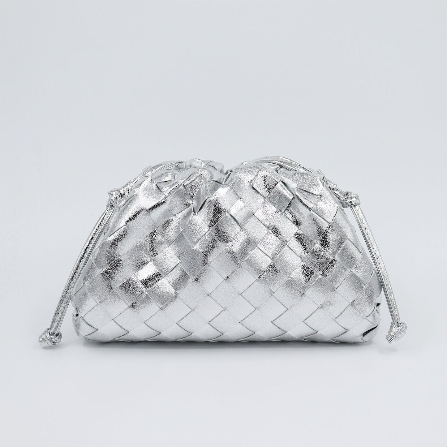 Woven Ruched Microfiber Leather Mini Pouch Clutch Bag Crossbody Shoulder Purse