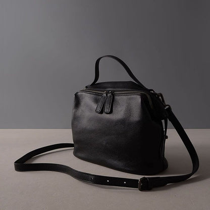 Handbag Genuine Leather Shoulder Crossbody Bags Solid Color Totes Purple Black