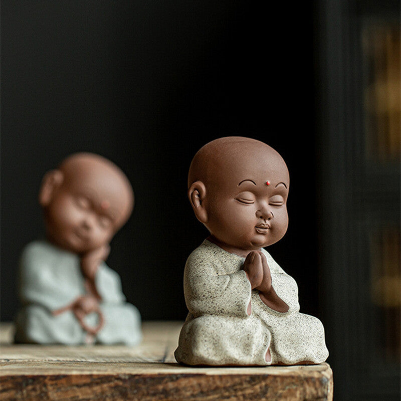 one tea pet zisha purple clay monk Chinese home table decoration ornament new