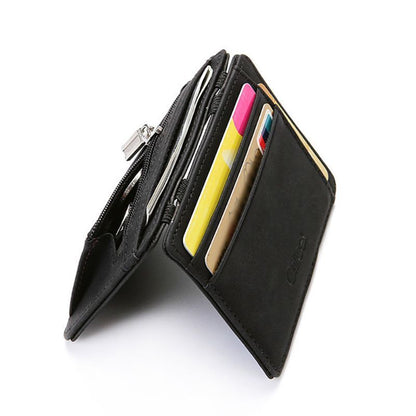 Mini Small Magic Wallets Zipper Coin Purse Pouch Ultra Thin Synthetic Leather