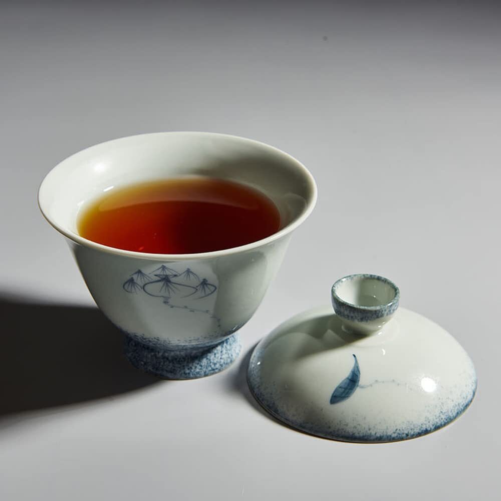 150ml Hand Painted Blue White Porcelain Gaiwan Ceramic Bowl Kung Fu Tea Set