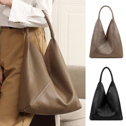 Genuine Cohide Leather Raw Edge Slouchy Tote Handbag Shoulder Bag Purse Fashion