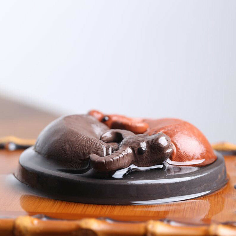 1Pcs YiXing Handmade Tea Pet Purple Clay The Two Water Buffalo Tea Decoration
