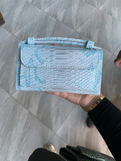 Leather Clutch Crossbody Bag Gold Luxury Serpentine Clutch Purse Messenger Bags