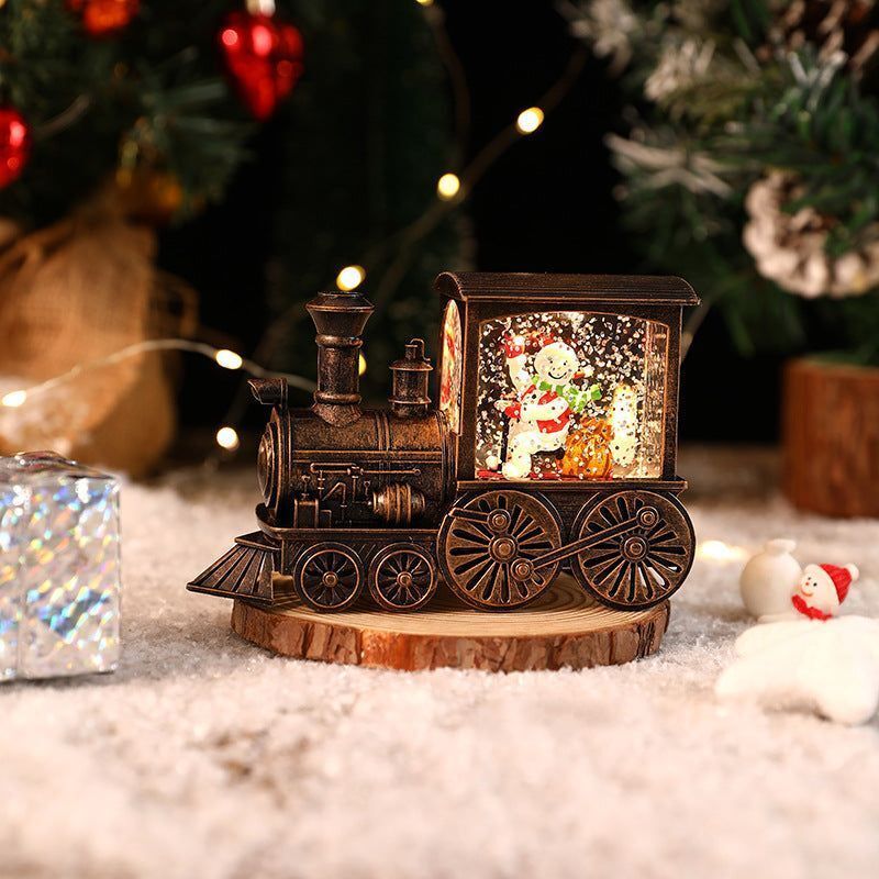 Christmas Ornaments Santa Claus Snowman Train Crystal Ball Table Music Box Decor
