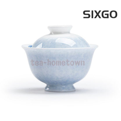 1pc Hand-drawn Sprinkle Blue Butterfly Love Flower Er Cai Gaiwan Tea Cup