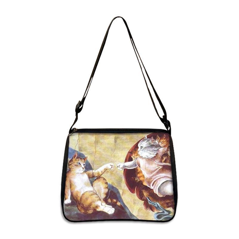 Funny Cat Cosplay Messenger Bag Handbag Canvas Underarm Shoulder Bags Crossbody